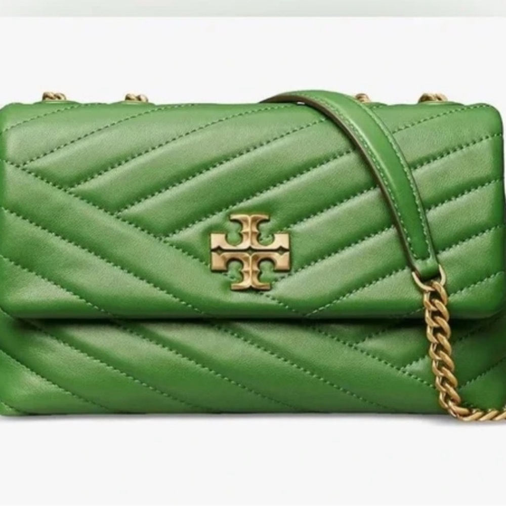 Tory Burch Green Quilted Crossbody Bag